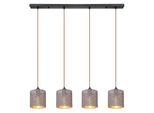Globo Lighting HäNgeleuchte "Cindy", Schwarz Matt, 4, H: 150Cm, 1 Stk., Leuchten, HäNgeleuchte FüR Esszimmer Textil Grau, HäNgeleuchte