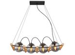 Globo Lighting HäNgeleuchte "Leona", Schwarz (Schwarz Matt), 4, H: 120Cm, 1 Stk., Leuchten, HäNgeleuchte Schwarz/Holz, Rauchglas, HöHenverstellbar, E14 Led, HäNgeleuchte