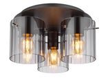 Globo Lighting Deckenleuchte "Tulivar", Grau Dunkel, 1 Stk., Leuchten, Deckenlampe/Glas Rauchfarben/GläSer Mit Rillen/Wohnbereich, Deckenleuchte