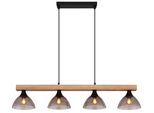 Globo Lighting HäNgeleuchte "Lindi", Schwarz Matt, 4, H: 150Cm, 1 Stk., Leuchten, HäNgeleuchte FüR Esszimmer Holz & Rauchglas, HäNgeleuchte