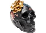 Dekoobjekt Kare Design "Flower Skull 22Cm", Schwarz, B:24Cm H:22,3Cm T:17,1Cm, Polyresin, Dekofiguren