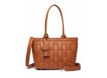 Schultertasche "Luvre", Damen, Gr. B/H/T: 31Cm X 24Cm X 14Cm Onesize, Braun (Cognac), Lederimitat, Collezione Alessandro, Taschen Schultertasche, Mit LuxuriöSer Steppung