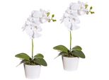 Kunstpflanze Creativ green "Orchidee Phalaenopsis", Weiß, H:40Cm, Kunststoff, Polyester, Kunstpflanzen, Kunstpflanze, Im Keramiktopf