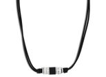 Kette Mit AnhäNger Tom Tailor, Edelstahlfarben, Schwarz, Halsketten, Herren, Edelstahl Leder, L: 52 B: 3,8Mm, Edelstahl, Leder, B:3,8Mm