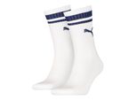 Socken Puma "Puma Unisex Heritage Crew Sock", Herren, Gr. 39-42, Weiß (Weiß, Blau), Baumwollmischung, Normal, Socken Socken, Komfort-Passform, Gepolsterte Sohle
