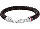 Lederarmband Tommy Hilfiger "Tyson", Schwarz (Braun, Schwarz, Edelstahlfarben, Blau, Rot, Weiß), ArmbäNder, Herren, 19Cm, Edelstahl Leder, Edelstahl, Leder, Lederarmband, Mit Emaille