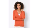 Strickjacke Heine, Damen, Gr. 36, Orange, 100% Baumwolle, Unifarben, Strickjacken Strickjacke