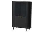 Glasvitrine Geriffelt Aus Mdf, Schwarz