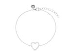 Silberarmband Tom Tailor "Herz", Silberfarben, Weiß, Weiß, ArmbäNder, Damen, 20Cm, Silber 925 (Sterlingsilber), Silberarmband, Mit Zirkonia (Synth.)