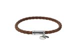 Lederarmband Tom Tailor, Edelstahlfarben, Braun, ArmbäNder, Damen, 19Cm, Edelstahl Leder, Edelstahl, Leder, Lederarmband