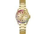 Quarzuhr Guess "Opaline", Gold (Goldfarben), Armbanduhren, Damen, Quarzuhr, Armbanduhr, Damenuhr, Datum, Edelstahlarmband, Farbige Kristallsteine