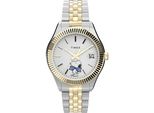 Quarzuhr Timex "Tmex X Peanuts Timex Legacy", Silber (Silberfarben, Goldfarben), Armbanduhren, Damen, Quarzuhr, Armbanduhr, Damenuhr, Edelstahlarmband, Datum, Leuchtzeiger