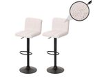 2Er-Set Barhocker MCW-G87, Tresenhocker Barstuhl, HöHenverstellbar Drehbar, Stoff Boucle (450G/M²) MVG ~ Creme-Weiß