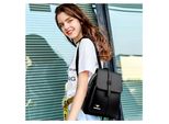 Rucksack Damen Klein Handtasche Rucksack Anti Diebstahl Wasserdichter Rucksäcke Kunstleder Schulrucksack Cityrucksack Daypack für Reisen Freizeit Arbeit Tiefschwarz
