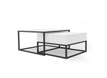 Couchtisch Quadratisch Weiß, Mdf Tischplatte, Rahmen Schwarz