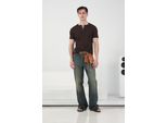Slim Fit Rundhalsausschnitt Baumwoll-T-Shirt Mit Knopfdetails
