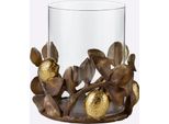 Heine Home Windlicht, Braun, Goldfarben, B/H/T: 21Cm X 21Cm X 21Cm, Kerzenhalter, Windlicht