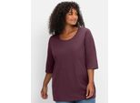 3/4-Arm-Shirt Sheego "3/4-Arm-Shirt", Damen, Gr. 44/46, Burgund, 100% Baumwolle, Unifarben, Rundhals, Shirts 3/4-Arm-Shirt
