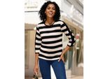 3/4-Arm-Shirt Classic Basics "3/4-Arm-Shirt", Damen, Gr. 40, Schwarz, Elfenbein, Gestreift, 100% Baumwolle, Gemustert, Gestreift, Rundhals, Shirts 3/4-Arm-Shirt