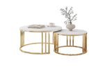 Couchtisch Lira 2In1 Mit Goldenem Gestell Und Marmorplatte