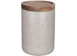 Vorratsdose "Flint", Grau, B:12Cm H:17,5Cm Ø:12Cm, Akazienholz, Keramik, Silikon, Schöner WOHNEN-KOLLEKTION, LebensmittelaufbewahrungsbehäLter, Vorratsdose, Aufbewahrungsdose FüR Lebensmittel, Akazienholz-Deckel, Luftdicht