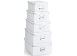 Aufbewahrungsbox Zeller Present, Weiß, Pappe, Aufbewahrungsboxen, Aufbewahrungsbox, (5-Tlg.)