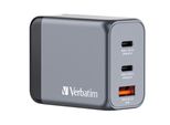 Verbatim GNC-64 Gan Charger 65W 2Xusb-C Pd, 1Xusb-A Qc 3.0 32201