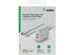 Belkin Dual USB-A LadegeräT, 24W Incl. Lightning Kabel 1M, Weiß
