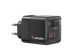 Verbatim Gan Charger 65W 2Xusb-C Pd,1Xusb-A, Retrac. Cable 32217