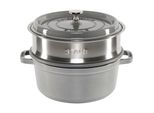 Staub La Cocotte 24Cm Rund, Mit DäMpfeinsatz, Graphitgrau