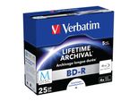 1X5 Verbatim M-Disc BD-R Blu-Ray 25GB 4X Speed, Jewel Case Print.