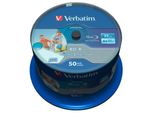 1X50 Verbatim BD-R Blu-Ray 25GB 6X Speed Dl Wide Printable Cb