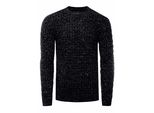 Schwerer Kontrast Grobstrick Rundhals-Pullover