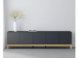 Lowboard Otto Home "Maryd", Grau, Wotan Eiche, B:200Cm H:53Cm T:40Cm, Holzwerkstoff, Mdf, Sideboards, Lowboard, Tv-Kommode Mit KabeldurchfüHrung, Push-To-Open Funktion, Breite 200 Cm