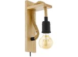 Eglo Wandleuchte "Rampside Wandlampe, Schwarz Und Braun, Wohnzimmerlampe, IP20, Lampe", Braun (Schwarz, Braun), 1, H: 30Cm, Leuchten, Vintage Wandleuchte, Industrial, Wandspot, E27, Inkl. Kabelschalter, Wandleuchte