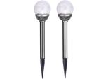 Led Solarleuchte "Solar-Wegleuchte Roma", Silber, B:8Cm H:26,5Cm L:8Cm T:8Cm Ø:8Cm, Parforce Traditional Hunting, Leuchten, 2Er-Set Solar-Wegeleuchten, 2 Leds, DäMmerungssensor