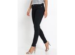 Skinny-Fit-Jeans Bonprix "Skinny-Jeans Mid Waist, Cropped", Damen, Gr. 42, K-Gr, Schwarz (Schwarz (LäNge: Kurz)), Web, Obermaterial: 97% Baumwolle, 3% Elasthan, Unifarben, Skinny Fit KnöChellang, Jeans, Skinny-Fit, Mid Waist, Cropped Schnitt, KurzgrößE