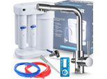 Wasserfilter Set Morion mit 3-Wege Küchenarmatur Ari Venom 1, Umkehrosmose, Chrom, Wasserfilter-Anschluss