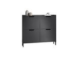 Schuhkipper Mit 4 Klappen, Schuhschrank Schmal, 100X91X19Cm Schwarz
