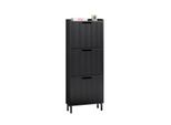 Schuhschrank Mit 3 Klappen Schmal 50X130X19Cm Schwarz