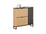 Schuhschrank Schmal, Holzoptik & Schwarz Mit Marmor