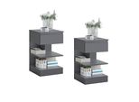 Nachttisch 2Er Set, Beistelltisch Grau 39X39X65 Cm