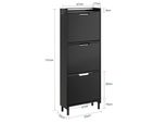 Schuhschrank 3 TüRen Schwarz 50X19X131Cm Modern