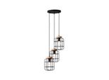 Brilliant Lampe, Gwen Pendelleuchte 3Flg Rondell Antik Holz/Schwarz Korund, Metall/Holz, 3X A60, E27, 40W,Normallampen (Nicht Enthalten)