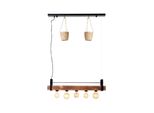 Brilliant Lampe, Bankwood Pendelleuchte 5Flg Schwarz/Holzfarbend, 5X A60, E27, 28W, Holz Aus Nachhaltiger Waldwirtschaft (Fsc)