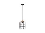 Brilliant Lampe, Gwen Pendelleuchte 1Flg Antik Holz/Schwarz Korund, Metall/Holz, 1X A60, E27, 40W,Normallampen (Nicht Enthalten)