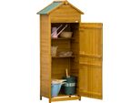 Gerätehaus aus Naturholz, Geräteschrank, Gartenschrank, Gartenhaus, Geräteschuppen, 2 Regale, wetterfest, 2 Türen, 79 x 49 x 191,5cm
