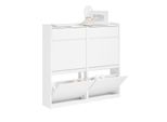 Schuhkipper Mit 4 Klappen, Schuhschrank Schmal, 98X95X19Cm Weiß