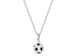 Kette Mit AnhäNger Zeeme "925/- Sterling Silber Rhodiniert FußBall", Silber (Mehrfarbig), Halsketten, Damen, 45,0Cm, Silber 925 (Sterlingsilber), L: 45 B: 10Mm, GläNzend, B:10Mm