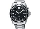 Kineticuhr Seiko, Silber (Silberfarben, Schwarz), Armbanduhren, Herren, Armbanduhr, Herrenuhr, Datum, Edelstahlarmband